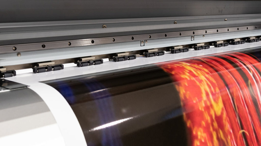 Digital printer printing a poster